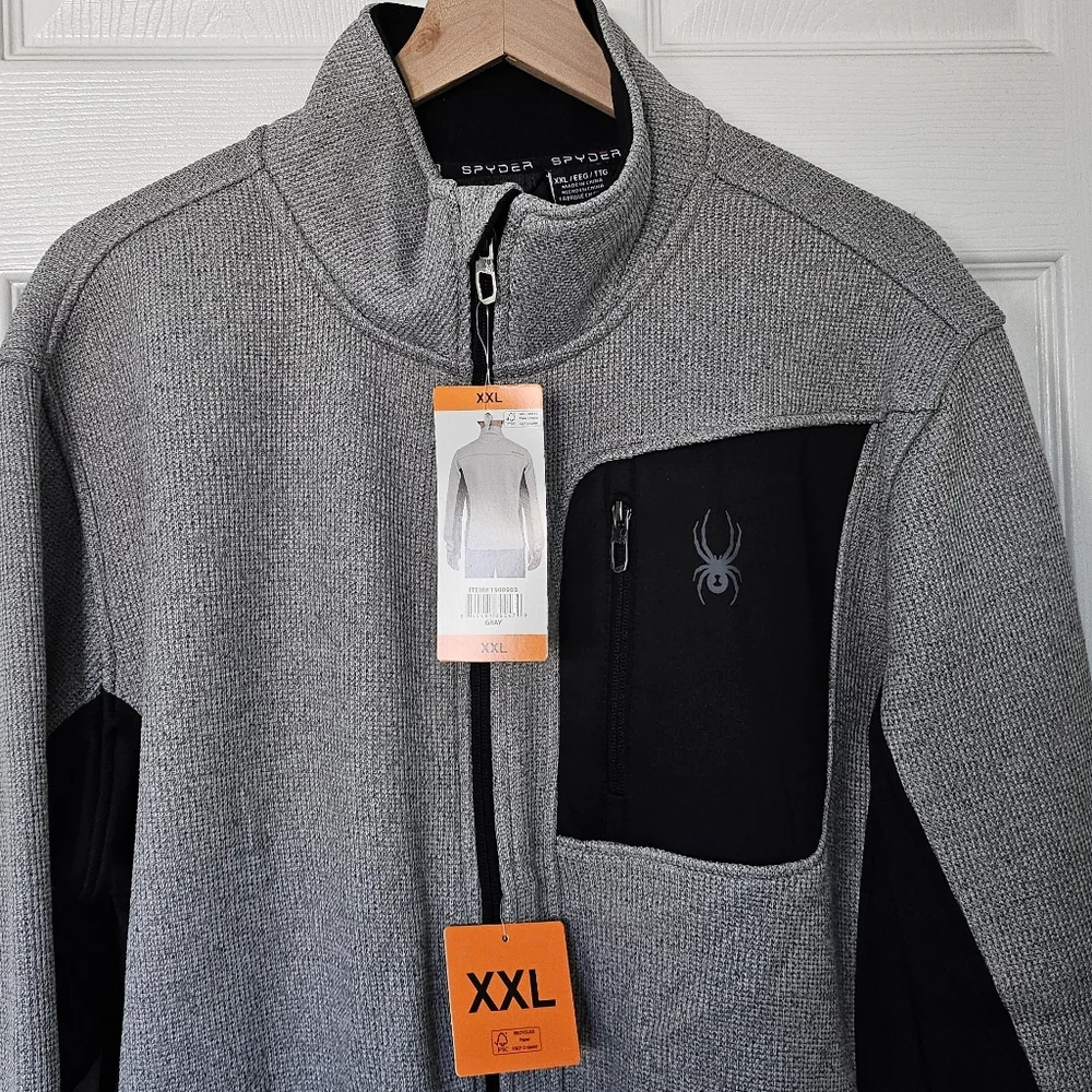 Spyder Men’s Full Zip Performance Jacket Gray Black NWT - XXL & L - Picture 6 of 16